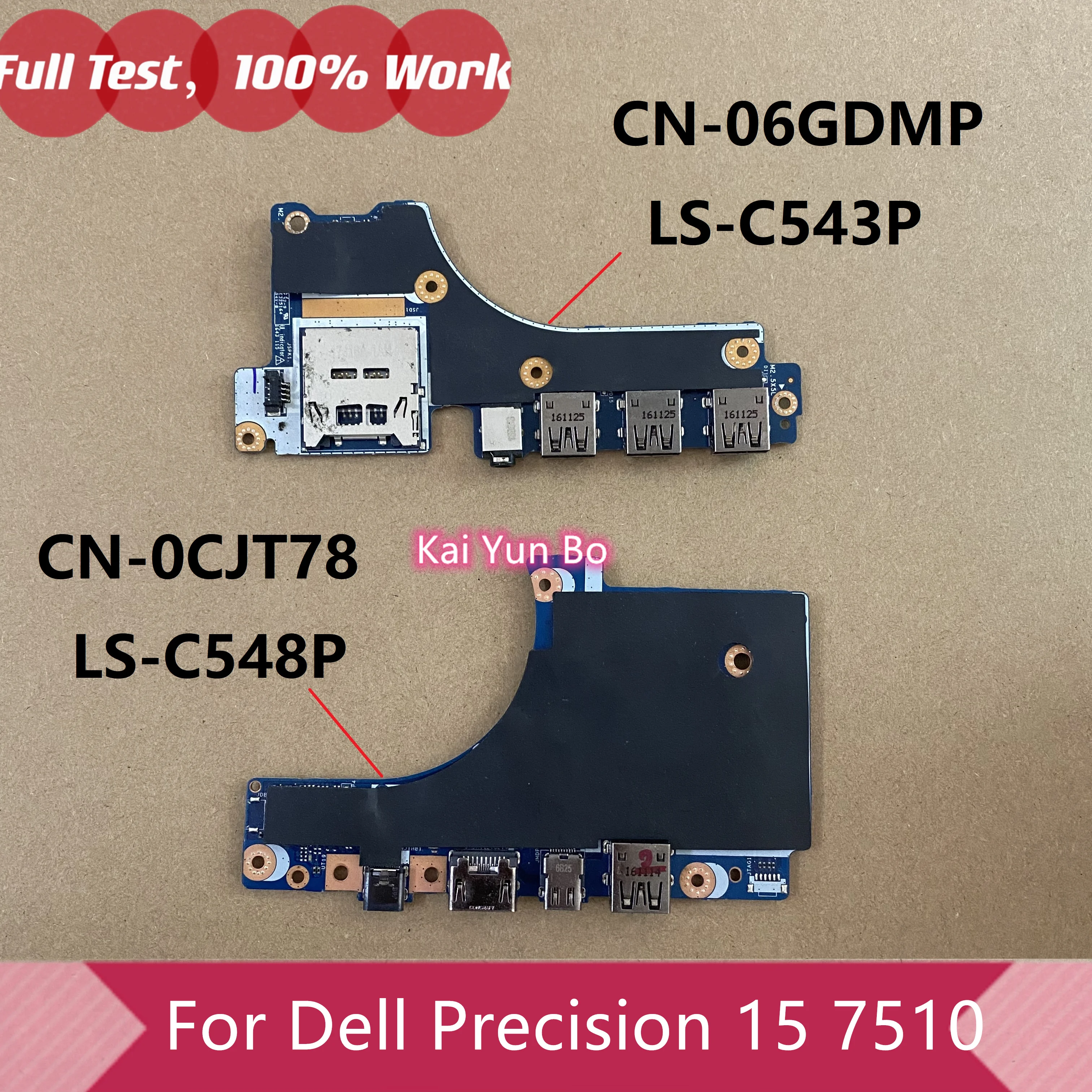 

Laptop USB Audio SD Card Reader DP IO Board For Dell Precision 15 7510 CHA01 LS-C548P CN-0CJT78 0CJT78 6GDMP LS-C543P 06GDMP
