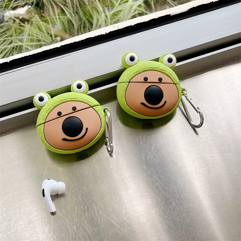 

3D Cute Cartoon Frog Bear Case for AirPods Pro2 Airpod Pro 1 2 3 Bluetooth Earbuds Charging Box Protective Earphone Case Cover