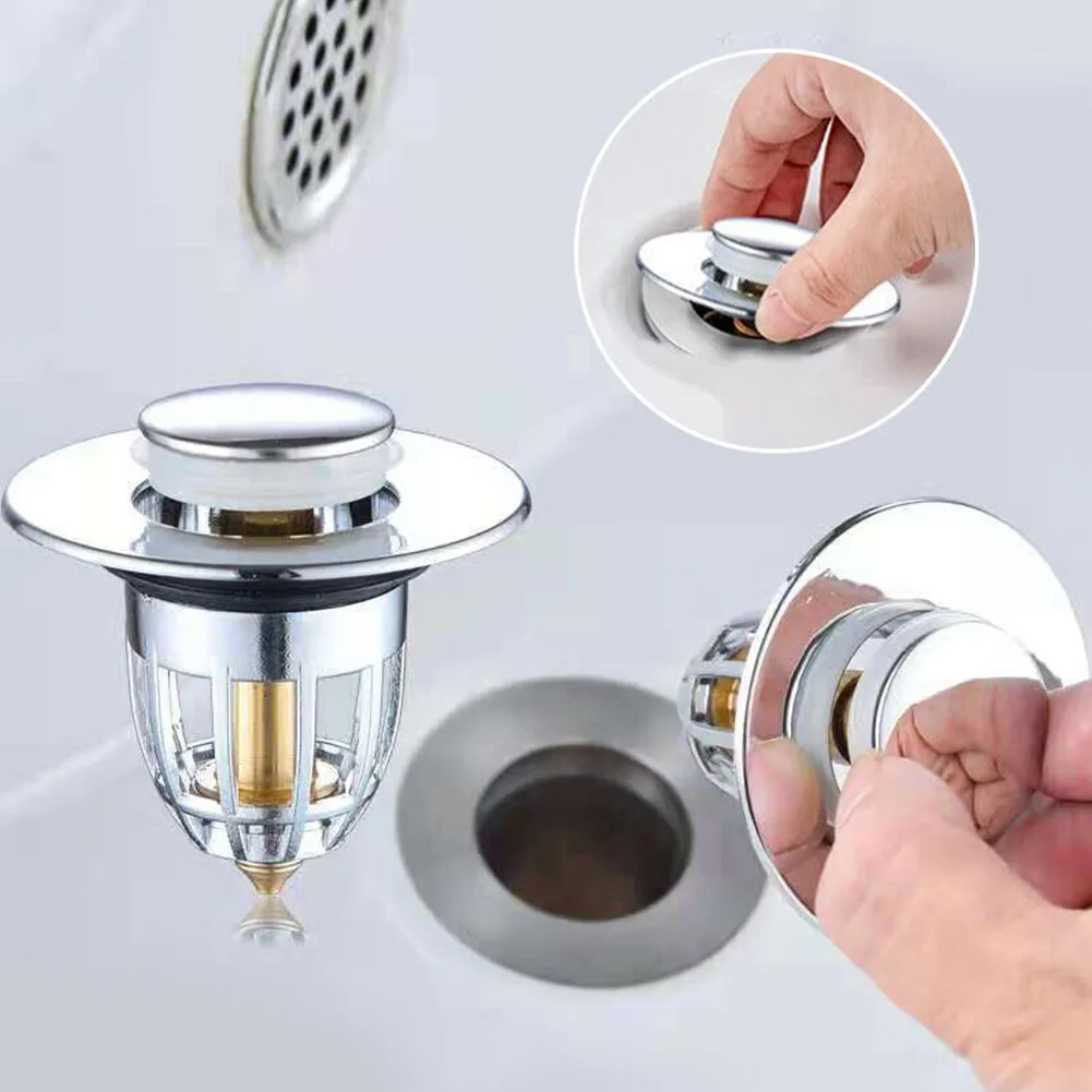 

Bathroom Basin Drainer Bounce Washbasin Washbasin Push-type Jumping Core Leaking Plug Sink Drainage Filter Accessories