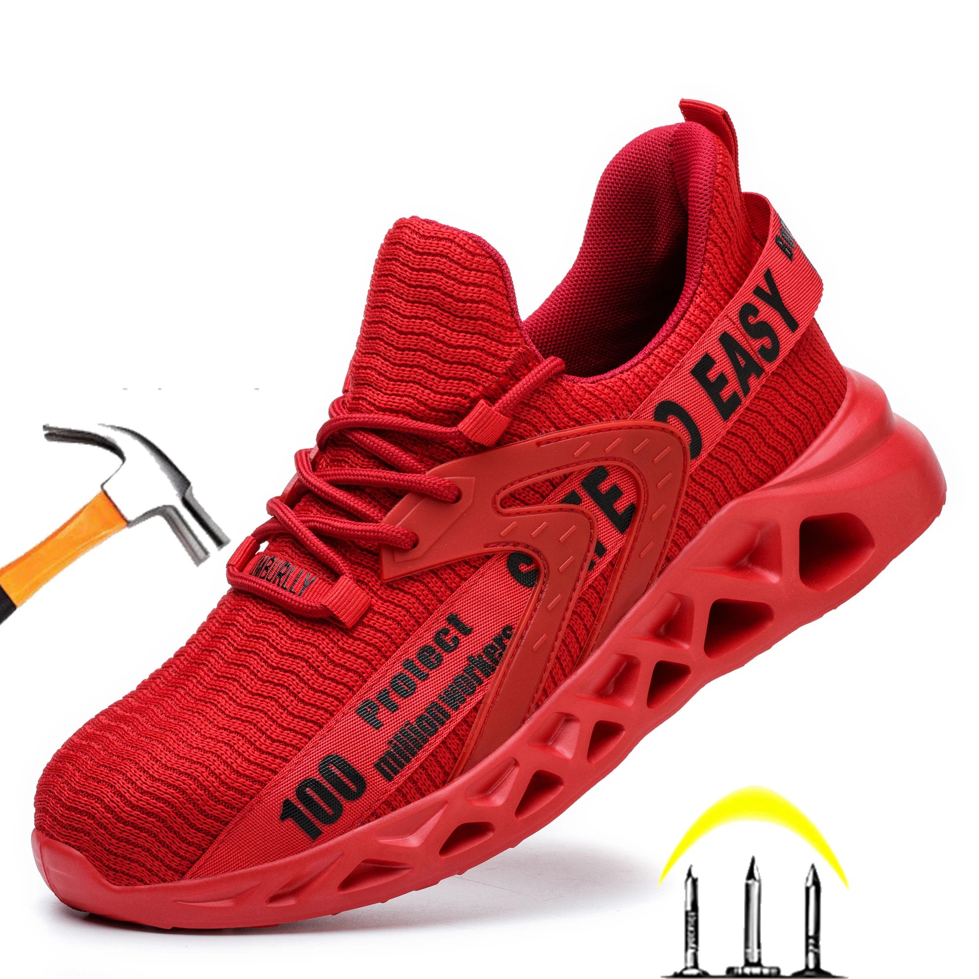 

Safety Shoes Men Anti-Smashing Steel Toe Protect Cap Puncture-proof Comfort Construction Lightweight Breathable Sneakers