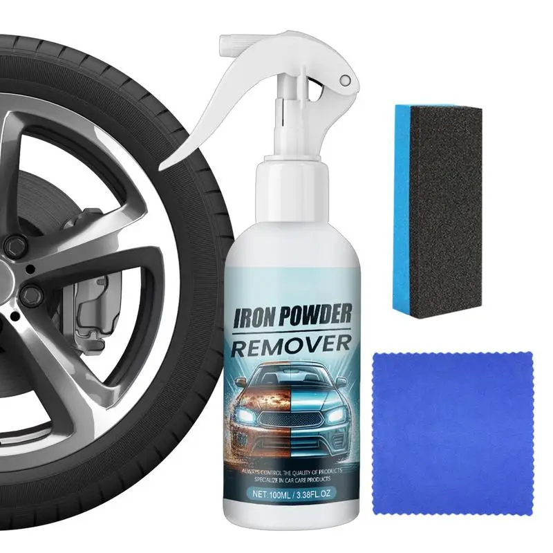 

Iron Remover Car Detailing 100ml Metal Cleaner Rust Conditioner Car Care With Towel And Sponge For Painted Surfaces