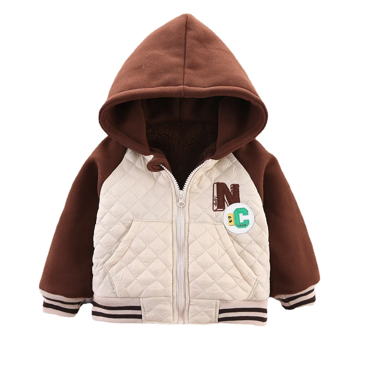 

Детская одежда кашемировое пальто для мальчиков Новинка 2023 зимний стеганый плотный хлопковый костюм для маленьких мальчиков бейсбольный костюм с капюшоном