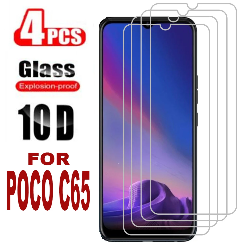 

2/4Pcs Tempered Glass For POCO C65 Redmi 13C Guard Protective Phone Glass Film