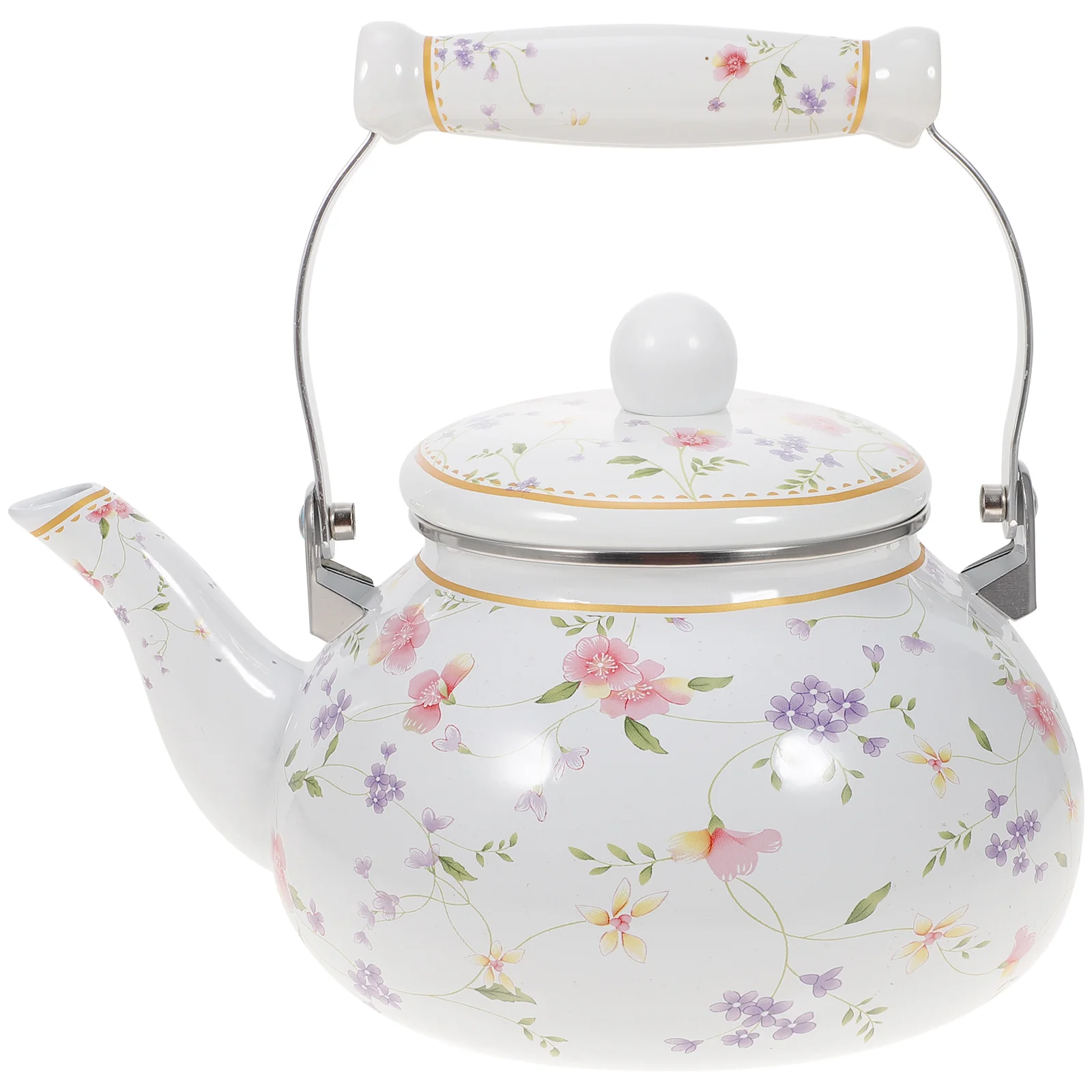 

Enamel Tea Kettle 1.5L Porcelain Teapot Stovetop Decorative Teapot Strainer Cool Handle Vintage Floral Teapot Hot Water Tea