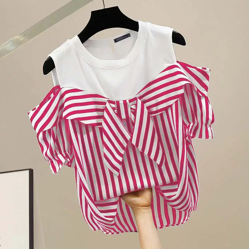 ZANZEA Women Cold Shoulder Blouse Fashion Plaid Stitching Shirt Holiday Summer Bowtie Short Sleeve Tops 2024 Vintage Loose Blusa ZANZEA Women Cold Shoulder Blouse Fashion Plaid Stitching Shirt Holiday Summer Bowtie Short Sleeve Tops 2024 Vintage Loose Blusa