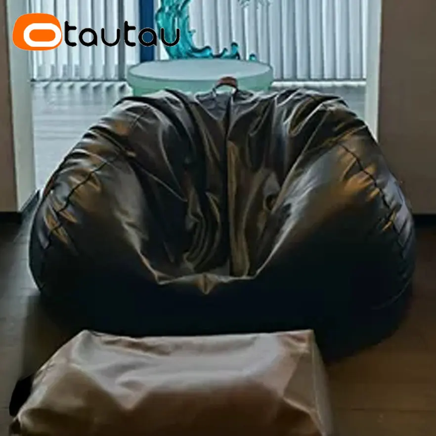 

OTAUTAU Giant King Pouf Sac Bean Bag Cover Without Filler Faux Leather Beanbag Sofa Couch Futon Comfy Lazy Floor Seat Puff SF047