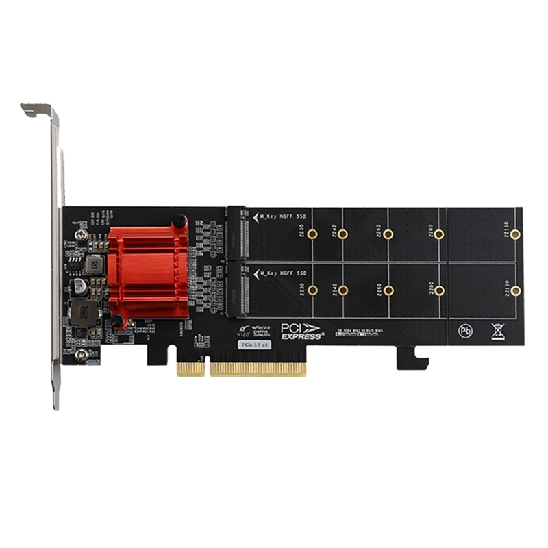 

PCIE3.1 X8 To Dual M.2 Hard Disk Expansion Card ASM1812 Chip Supports NVME Protocol Full Speed Adapter Card