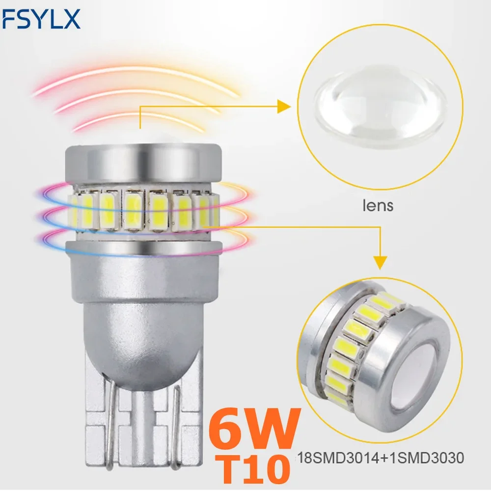 

T10 W5w Width Lamp Parking Bulbs 6W 18SMD 3014+1SMD 3030 LED Car Light Constant Current Canbus T10 168 194 6000k White 12V