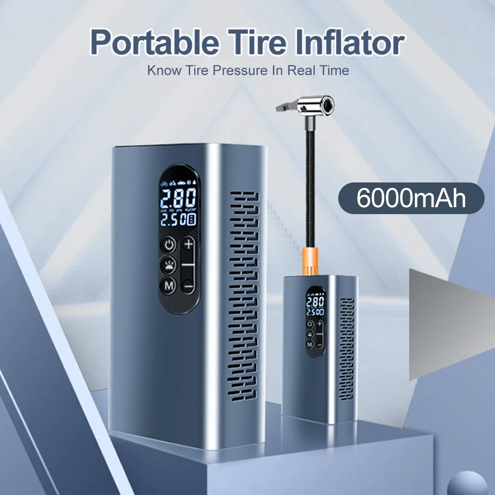 Car Tire Inflator USB Rechargeable/12V Cordless Air Compressor Pump with LED USB Output for Car Bicycles Motorcycle Ball 6000mAh
Car Tire Inflator USB Rechargeable/12V Cordless Air Compressor Pump with LED USB Output for Car Bicycles Motorcycle Ball 6000mAh