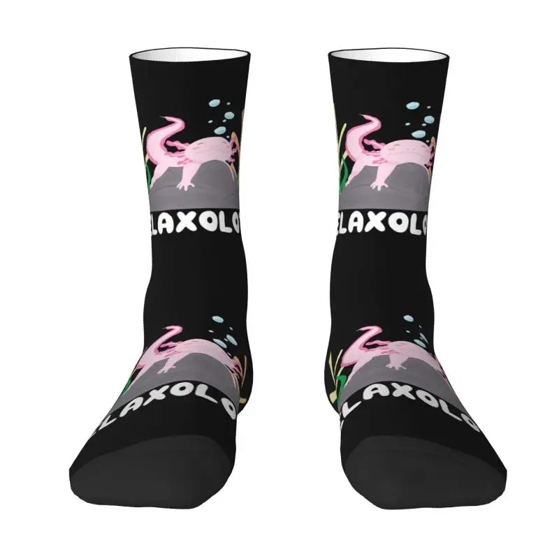 

Relaxolotl Relaxing Axolotl On A Rock Men Women Crew Socks Unisex Cool 3D Printing Animal Dress Socks