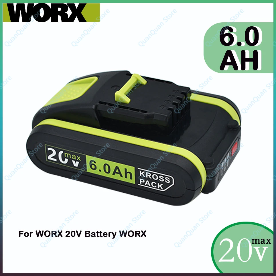

Worx New Power Tools Rechargeable Replacement Lithium Battery 20V 6000mAh for Worx WA3551 WA3553 WX390 WX176 WX178 WX386 WX678