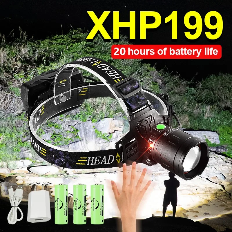 2022 Super XHP199 Powerful Headlamp Rechargeable Head Flashlight High Power Lamps XHP90 Led Headlight 18650 Fishing Lantern | Лампы и