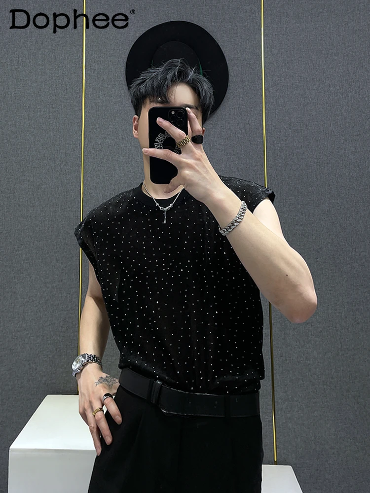 Summer 2024 New Starry Shiny Rhinestone Vest Boys All-Matching Trendy Male Thin Loose Tank Tops Loose Round Neck Sleeveless Vest
Summer 2024 New Starry Shiny Rhinestone Vest Boys All-Matching Trendy Male Thin Loose Tank Tops Loose Round Neck Sleeveless Vest