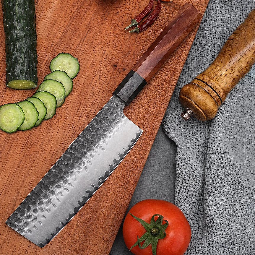 

Ножи накири деревянная ручка 9Cr18MoV 3-слойное лезвие из плакированной стали Острый шеф-повар Мясницкий резак кухонный нож ручной работы Инструменты для готовки