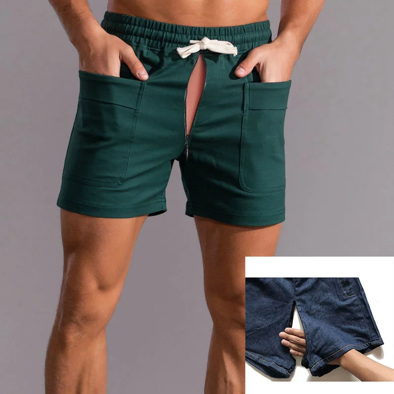 Мужские повседневные шорты на молнии спереди и сзади, брюки с открытой промежностью, шорты с большими карманами, спортивные мужские комбинезоны для фитнеса, уличные сексуальные шорты 
Мужские повседневные шорты на молнии спереди и сзади, брюки с открытой промежностью, шорты с большими карманами, спортивные мужские комбинезоны для фитнеса, уличные сексуальные шорты