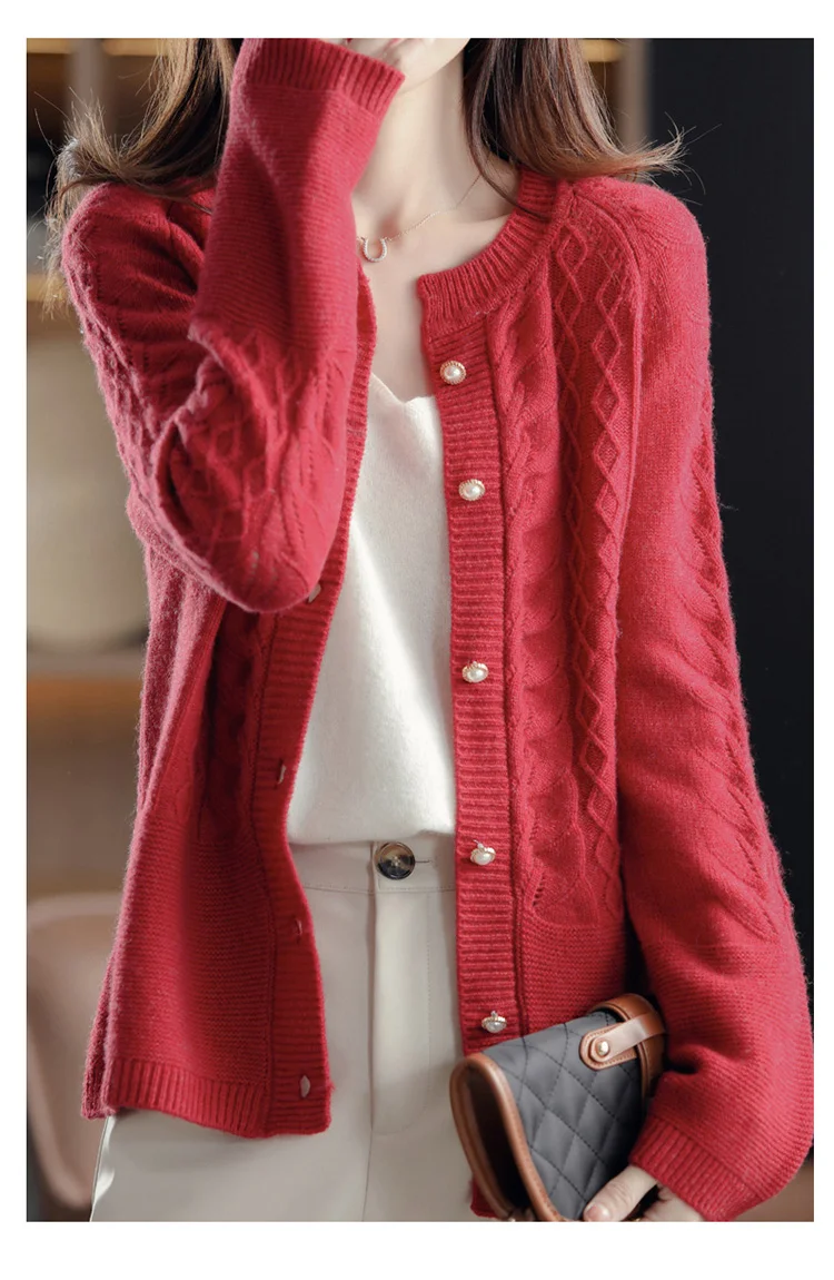 Fashion Ladies Cashmere Cardigan Spring Pullover Twist Coat HighEnd