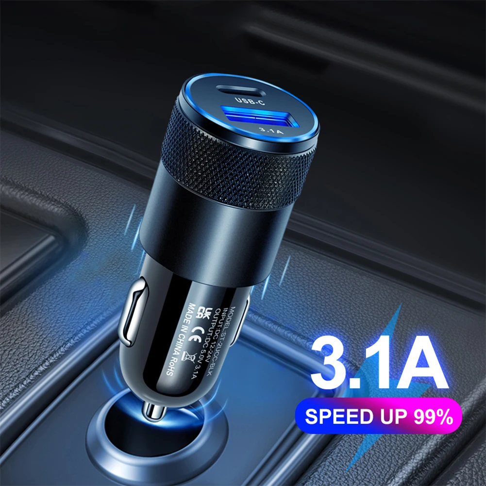 Type C USB 2 Port Car Charger Phone Charger 3.1A Fast Charging 12V 15W Cigarette Lighter Adapter Power Outlet for iPhone Samsung
Type C USB 2 Port Car Charger Phone Charger 3.1A Fast Charging 12V 15W Cigarette Lighter Adapter Power Outlet for iPhone Samsung