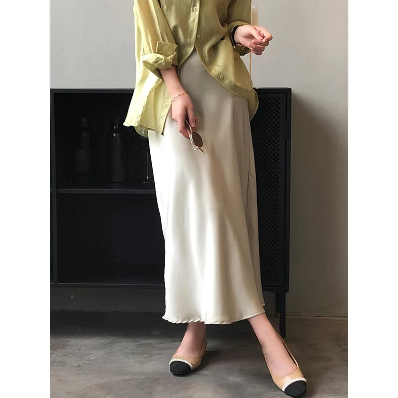 Women Ankle Length Skirt Satin Comfort Solid Color Elastic Waist Skirts Commuter Office Lady 2024 New Fashion Spring Summer
Women Ankle Length Skirt Satin Comfort Solid Color Elastic Waist Skirts Commuter Office Lady 2024 New Fashion Spring Summer