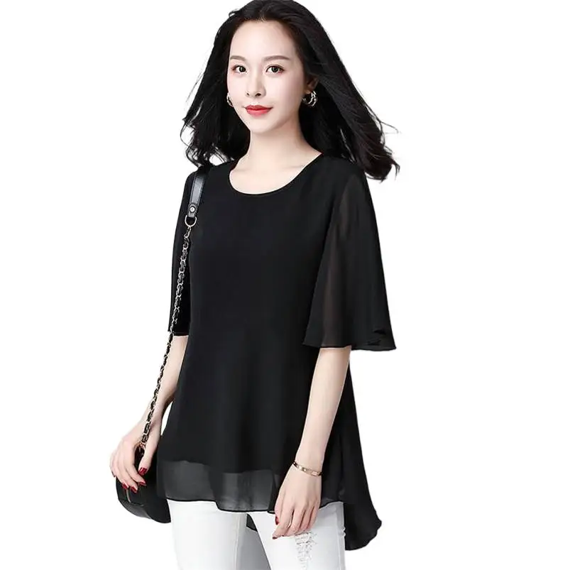 Женская шифоновая блузка с рукавом до локтя, свободного покроя
Женская шифоновая блузка с рукавом до локтя, свободного покроя