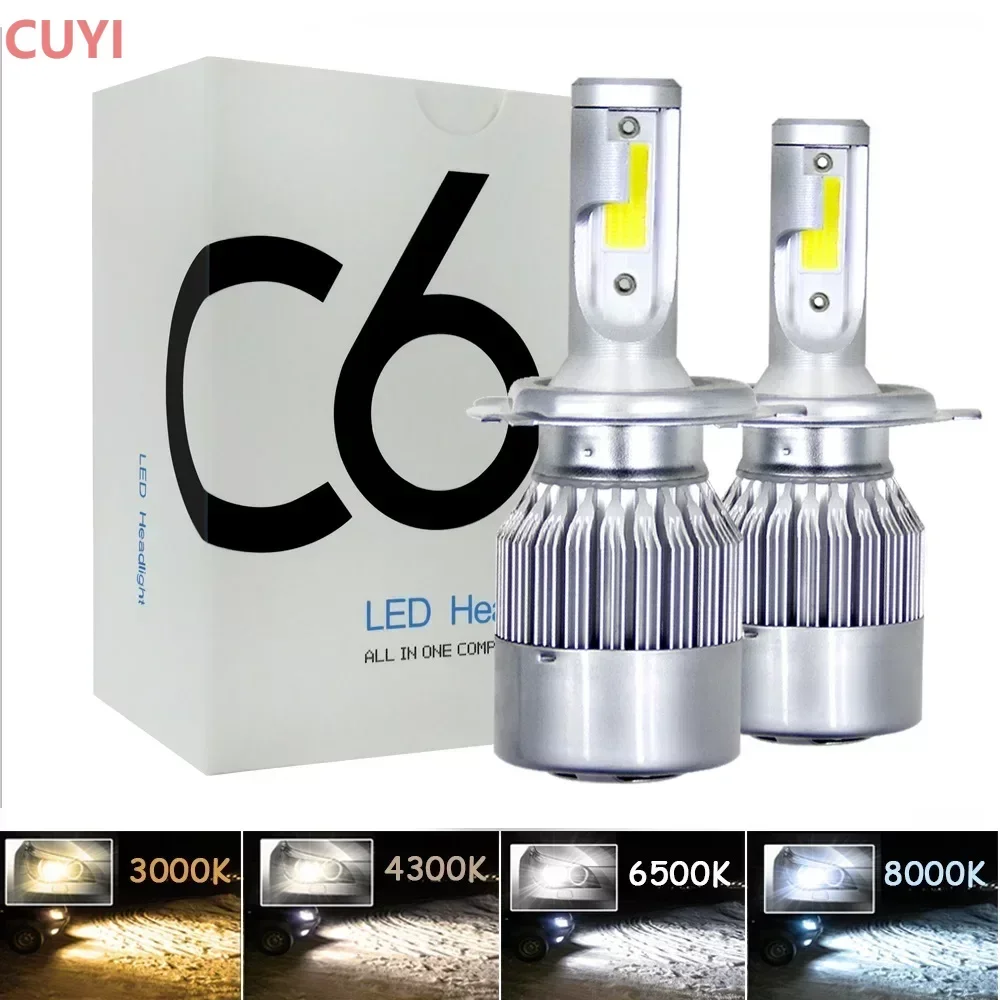 

2Pcs H7 LED Turbo H4 Car Headlight Bulb COB H11/H8/H9 H1 H3 9005/HB3 9006/HB4 Hir2 H27 8000LM 4300K 6000K 12V 24V Auto Voiture