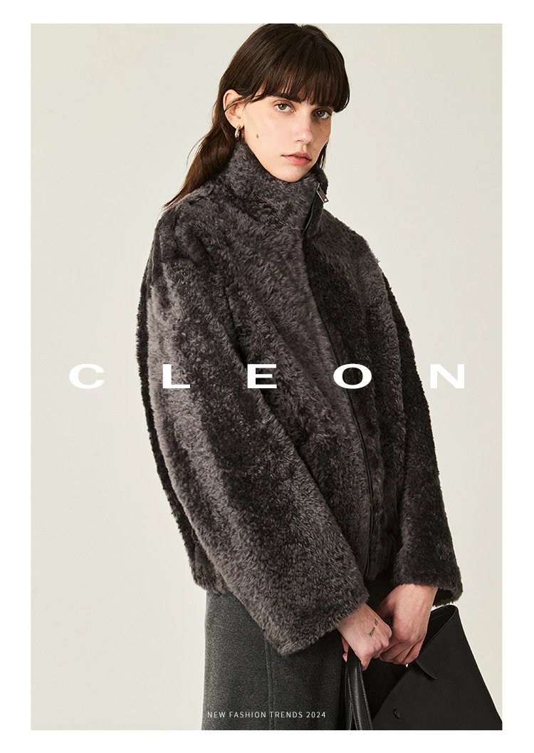 High-end Luxury Lacon Lamb Fur Cropped Winter Jackets for Women 2025 Simple Stand Collar Genuine Leather Real Fur Shearling Coat High-end Luxury Lacon Lamb Fur Cropped Winter Jackets for Women 2025 Simple Stand Collar Genuine Leather Real Fur Shearling Coat