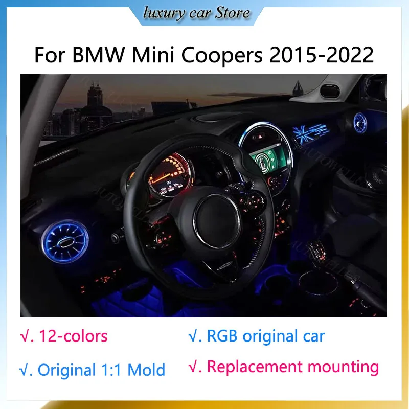 12 цветов в комплекте для BMW мини-Купер 2015-2022 светодиодная Автомобильная декоративная приборная панель светящаяся сопла окружающая Фотолюминесцентная лампа
12 цветов в комплекте для BMW мини-Купер 2015-2022 светодиодная Автомобильная декоративная приборная панель светящаяся сопла окружающая Фотолюминесцентная лампа