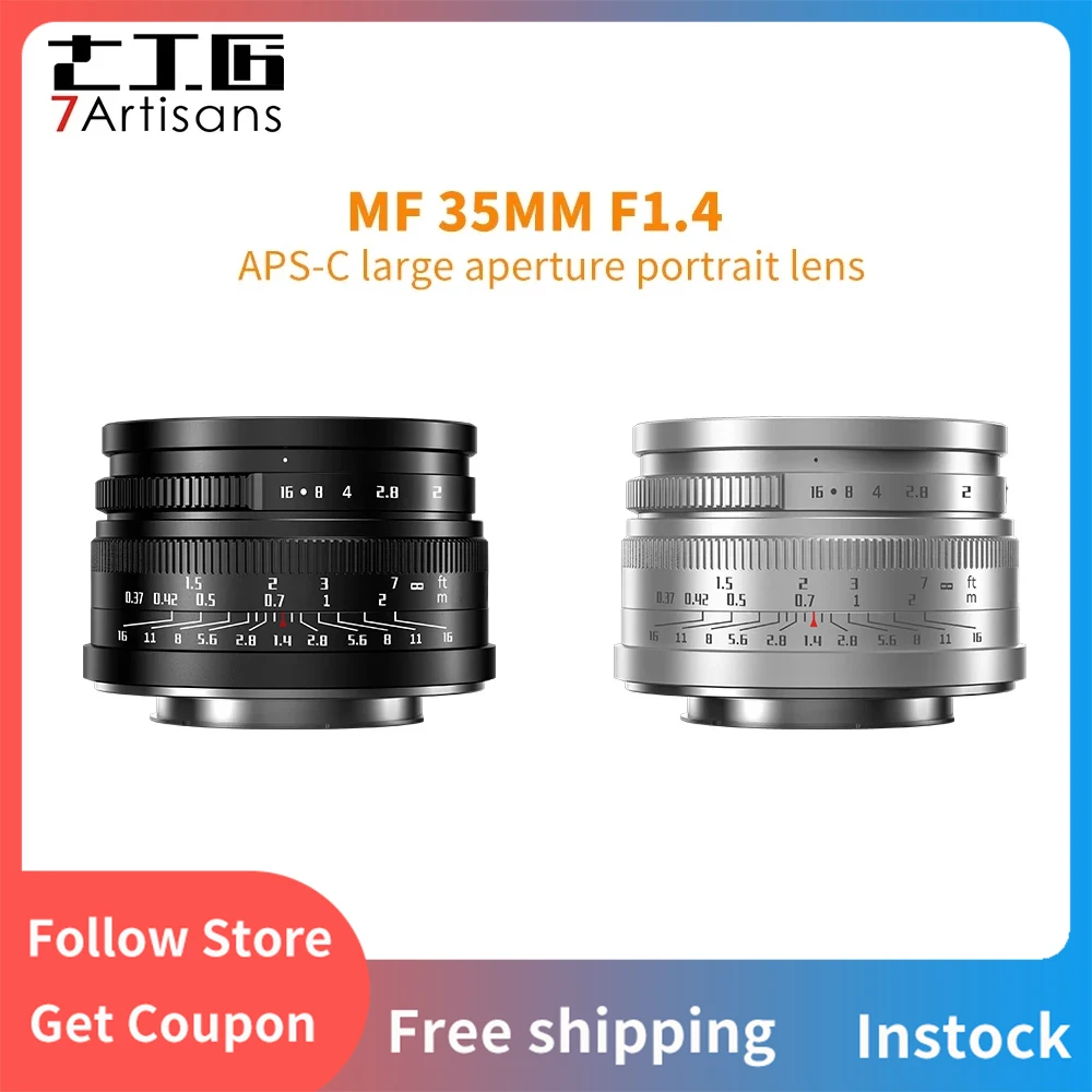 

7artisans APS-C 35mm F1.4 Prime Lens For Sony E NEX-6 ZV-E10 FUJI FX Canon EOS-M M50 Micro 4/3 epm1 Nikon Z5 Canon RF