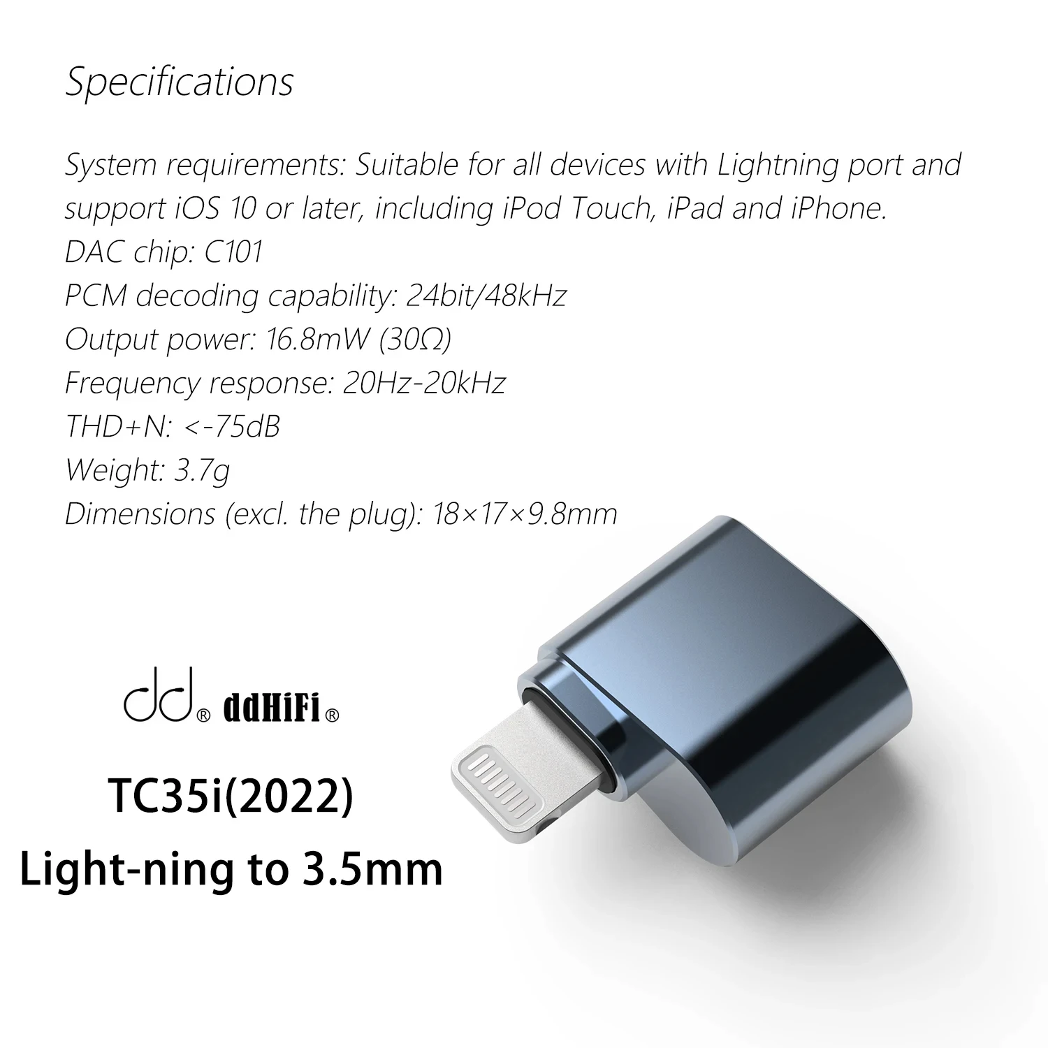 Адаптер для наушников DD ddHiFi TC35i (2022) с подсветкой и разъемом 3,5 мм для iPhone, чип ЦАП C101, поддерживает 24-разрядное декодирование 48 кГц без потерь
Адаптер для наушников DD ddHiFi TC35i (2022) с подсветкой и разъемом 3,5 мм для iPhone, чип ЦАП C101, поддерживает 24-разрядное декодирование 48 кГц без потерь