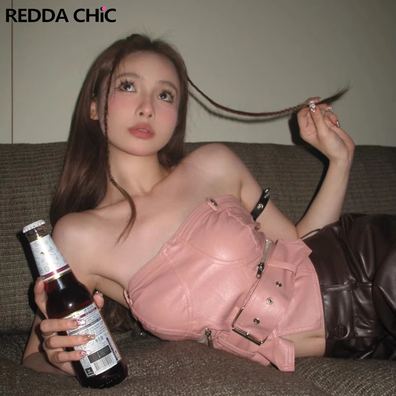ReddaChic PU Pink Belted Y2k Top Mini Cute Corset Bustiers Leather Female Bodycon Fitted Undershirt Sleeveless Short Summer Vest
ReddaChic PU Pink Belted Y2k Top Mini Cute Corset Bustiers Leather Female Bodycon Fitted Undershirt Sleeveless Short Summer Vest