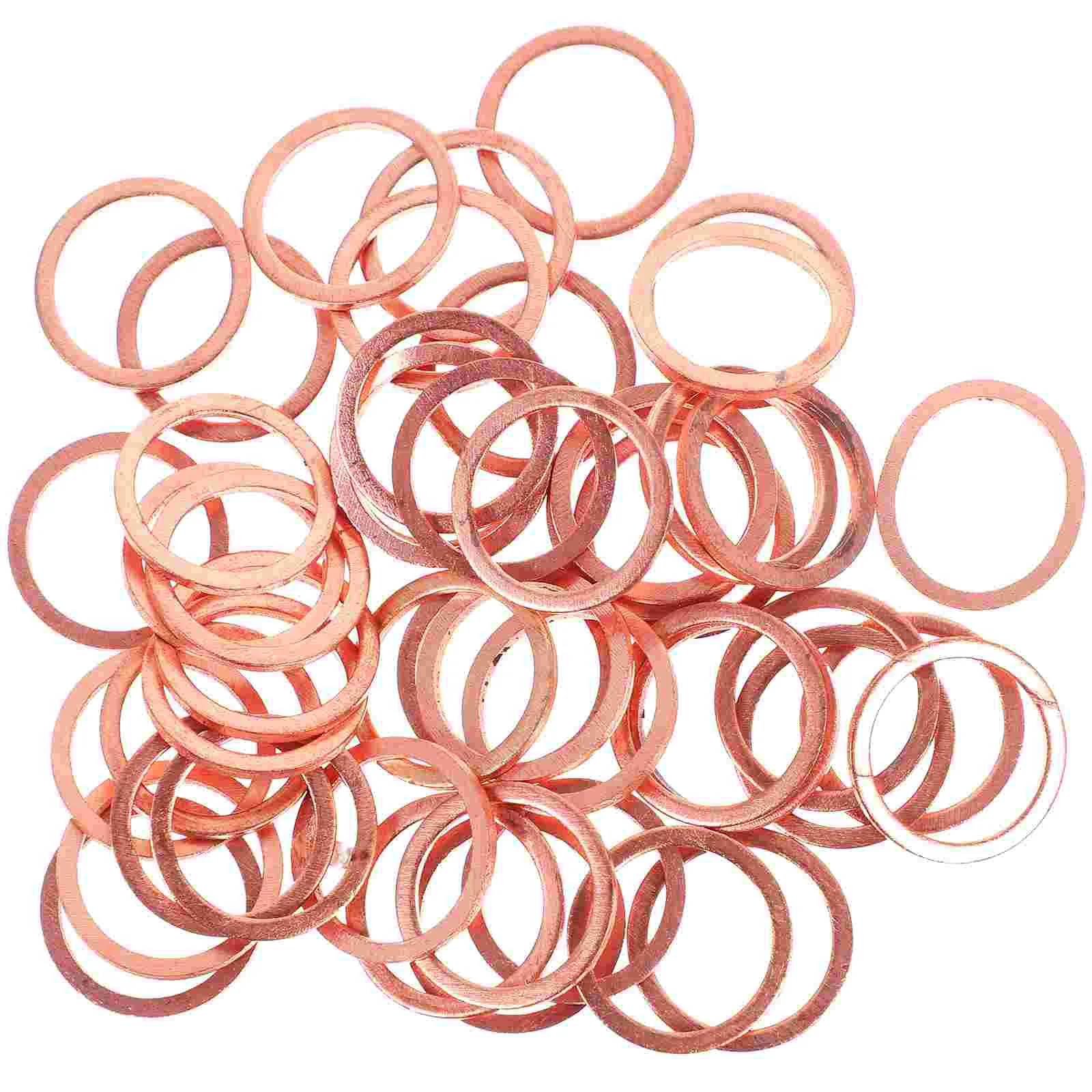 

50 Pcs Copper Gasket Oil Drain Plug Accessory Crush Washer Washers Metal Sealing Part Alloy