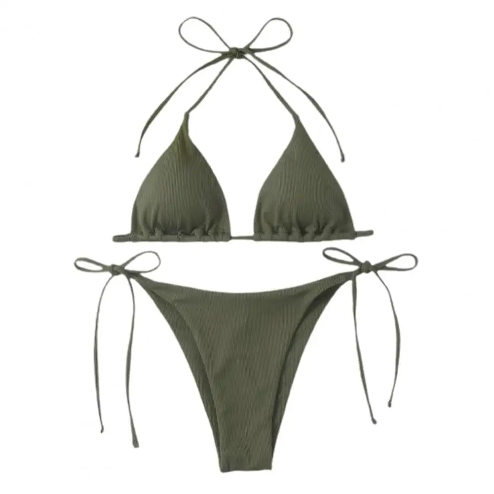 Charming Summer Swimsuit Ribbed Anti-pilling Sexy Triangle Top Thong Bikini Set Quick Drying Split Swimwear Beachwear
Charming Summer Swimsuit Ribbed Anti-pilling Sexy Triangle Top Thong Bikini Set Quick Drying Split Swimwear Beachwear