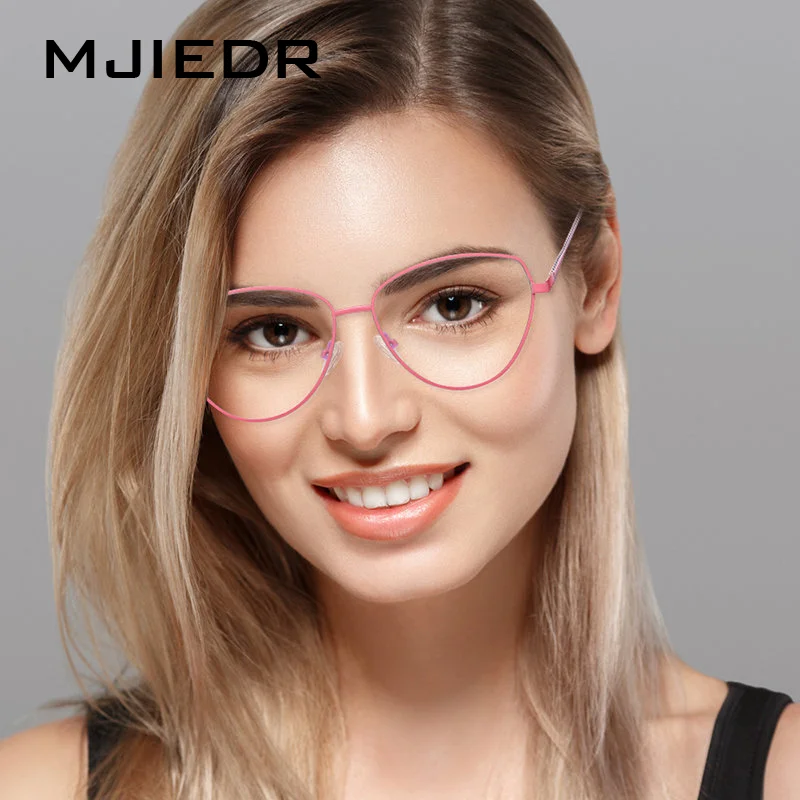 

MJIEDR Cat Eye Anti Blue Light Blocking Reading Glasses for Women Myopia Glasses Frames 1.56 Optical Prescription Eyeglasses
