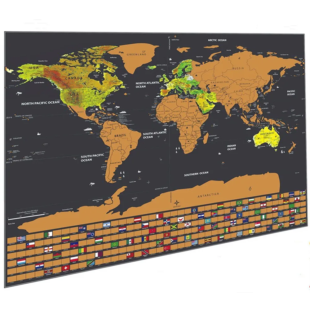

Stunning World Scratch Maps Perfect - Travelers Scratch off Maps With National Flag - Beautiful Wall Decoration for Any Room a1