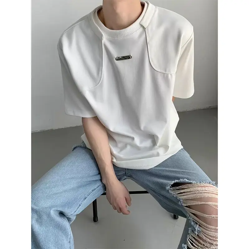 Versatile, handsome trendy casual short-sleeved T-shirt for summer high street style shoulder pad design threequarter sleeve top
Versatile, handsome trendy casual short-sleeved T-shirt for summer high street style shoulder pad design threequarter sleeve top