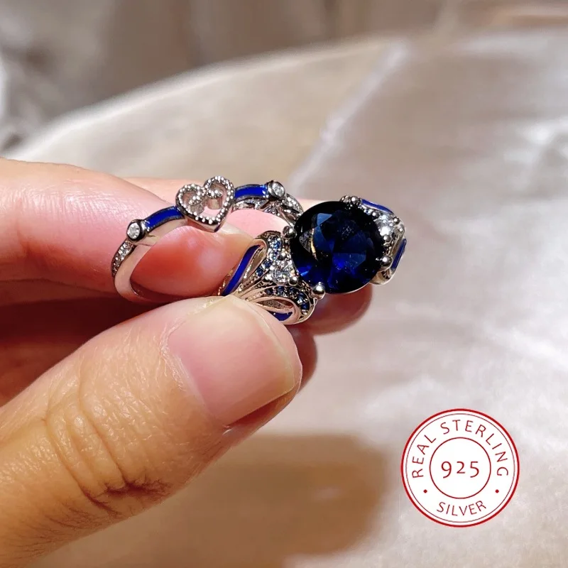 Fashion Jewelry European and American Style Blue Round Zircon for Men and Women Couples Ring Niche Design S925 Sterling Silver
Fashion Jewelry European and American Style Blue Round Zircon for Men and Women Couples Ring Niche Design S925 Sterling Silver