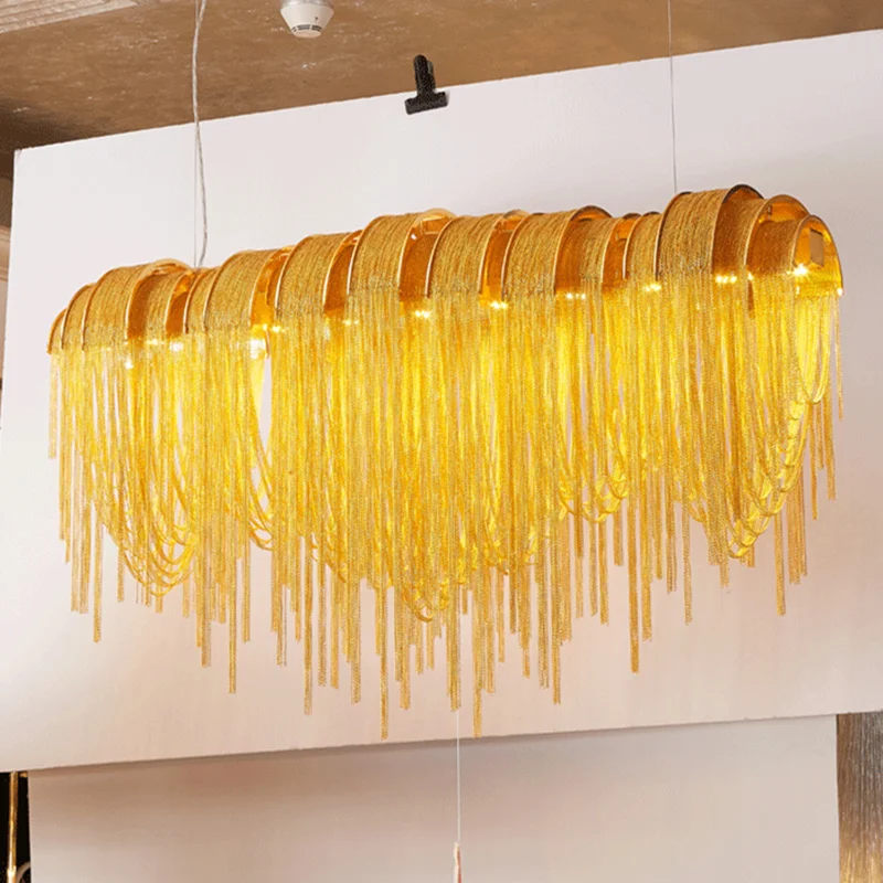 Gold Silver Aluminium Chain Pendant Light Atlantis Pendant Chandelier Lamp for Villa Hotel Restaurant Store Ceiling Droplight
Gold Silver Aluminium Chain Pendant Light Atlantis Pendant Chandelier Lamp for Villa Hotel Restaurant Store Ceiling Droplight