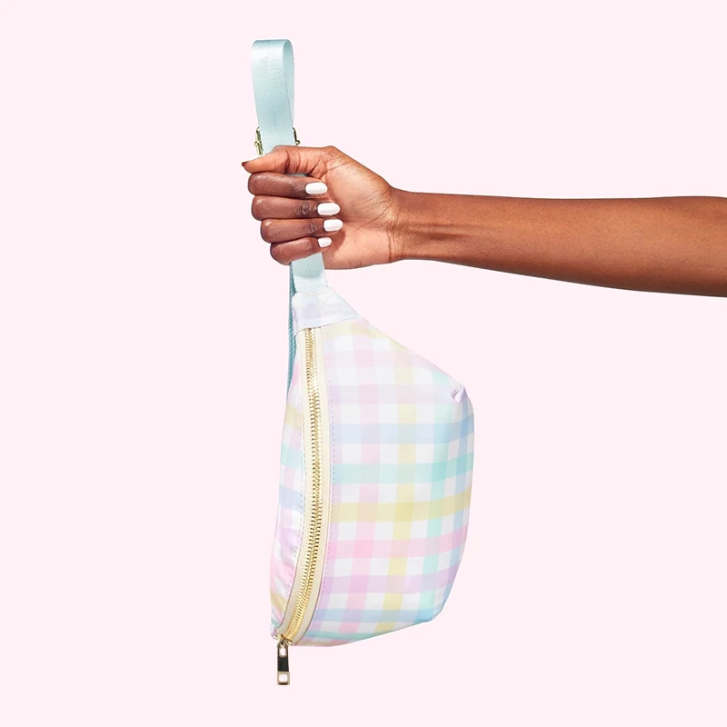 

Rainbow Plaid Fanny Pack Nylon Belt Bag Fashion Waist Pack Zipper Bum Bag Adjustable Multifunction Waterproof Outdoor Sports Bag