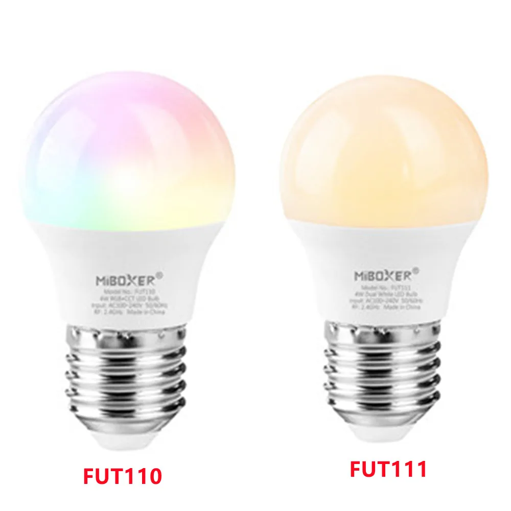 

(2.4G) 4W RGB+CCT/Dual White LED Bulb FUT110/FUT111 Brightness and color temperature adjustable AC100~240V 50/60Hz 2700K~6500K