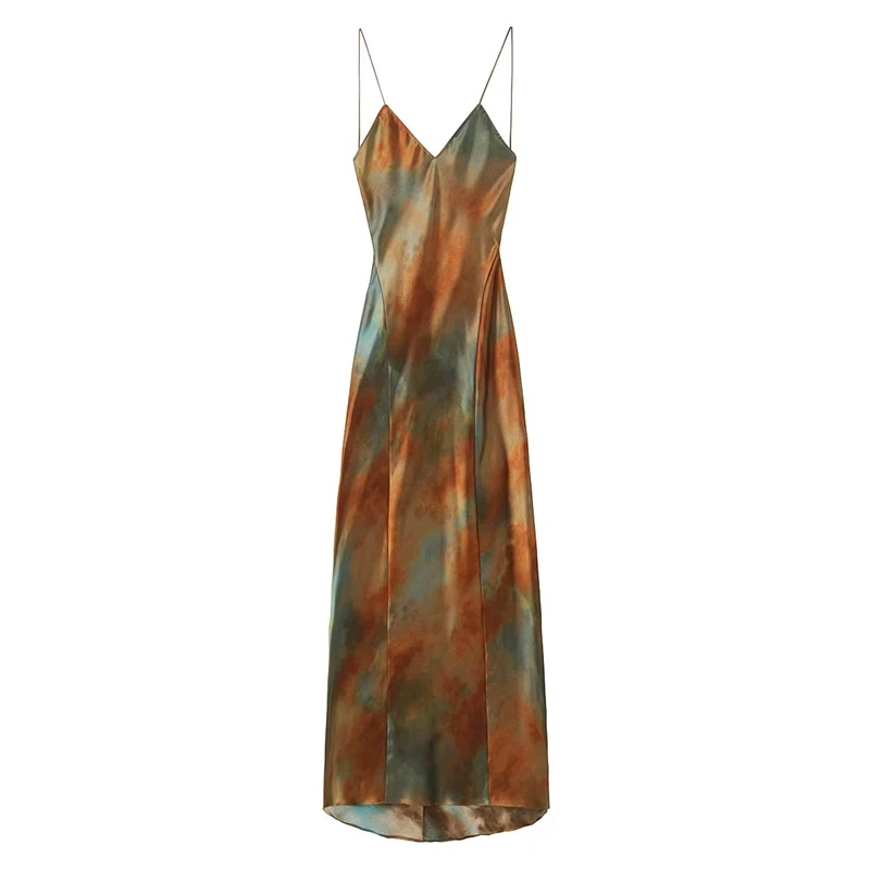 2023 Summer New Sexy Hot Girl Silk Satin Texture Oil Painting Printing Strap Dress V-neck Backless Slim Long Skirt
2023 Summer New Sexy Hot Girl Silk Satin Texture Oil Painting Printing Strap Dress V-neck Backless Slim Long Skirt