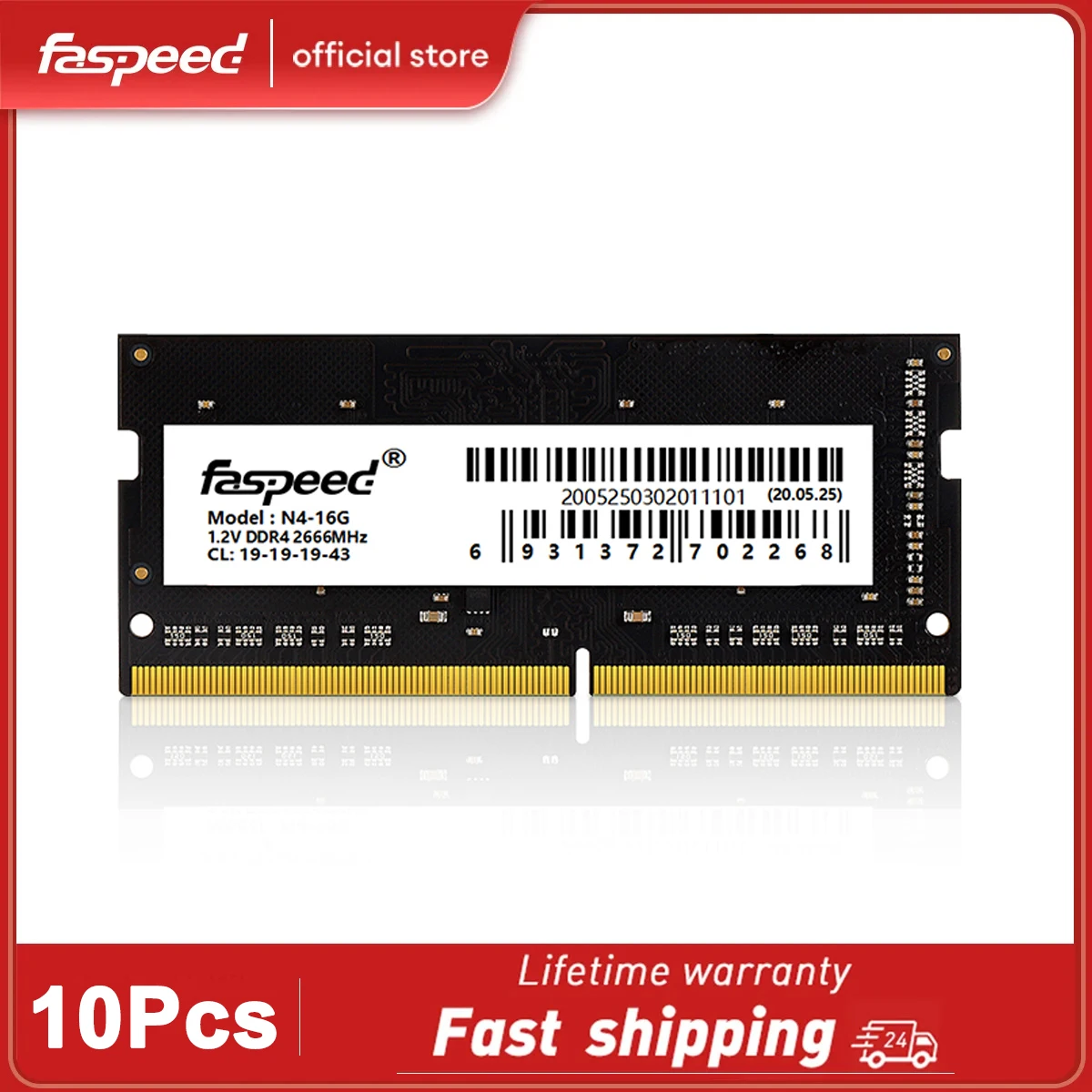 

10Pcs Faspeed DDR4 16GB Memoria Ram DDR3 8GB 4GB 2666MHz 1600MHz 1.2V 1.35V 204Pin 260Pin NON ECC Memory Ram For Notebook Laptop