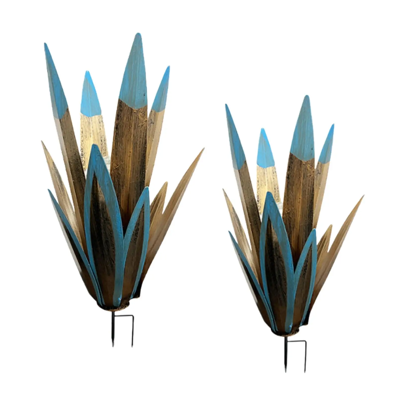 

2x Metal Agave Plant Home Decor with Solar Light Realistic Yard Decoration Outdoor Statue Decorative Stake for Outside Lawn Yard