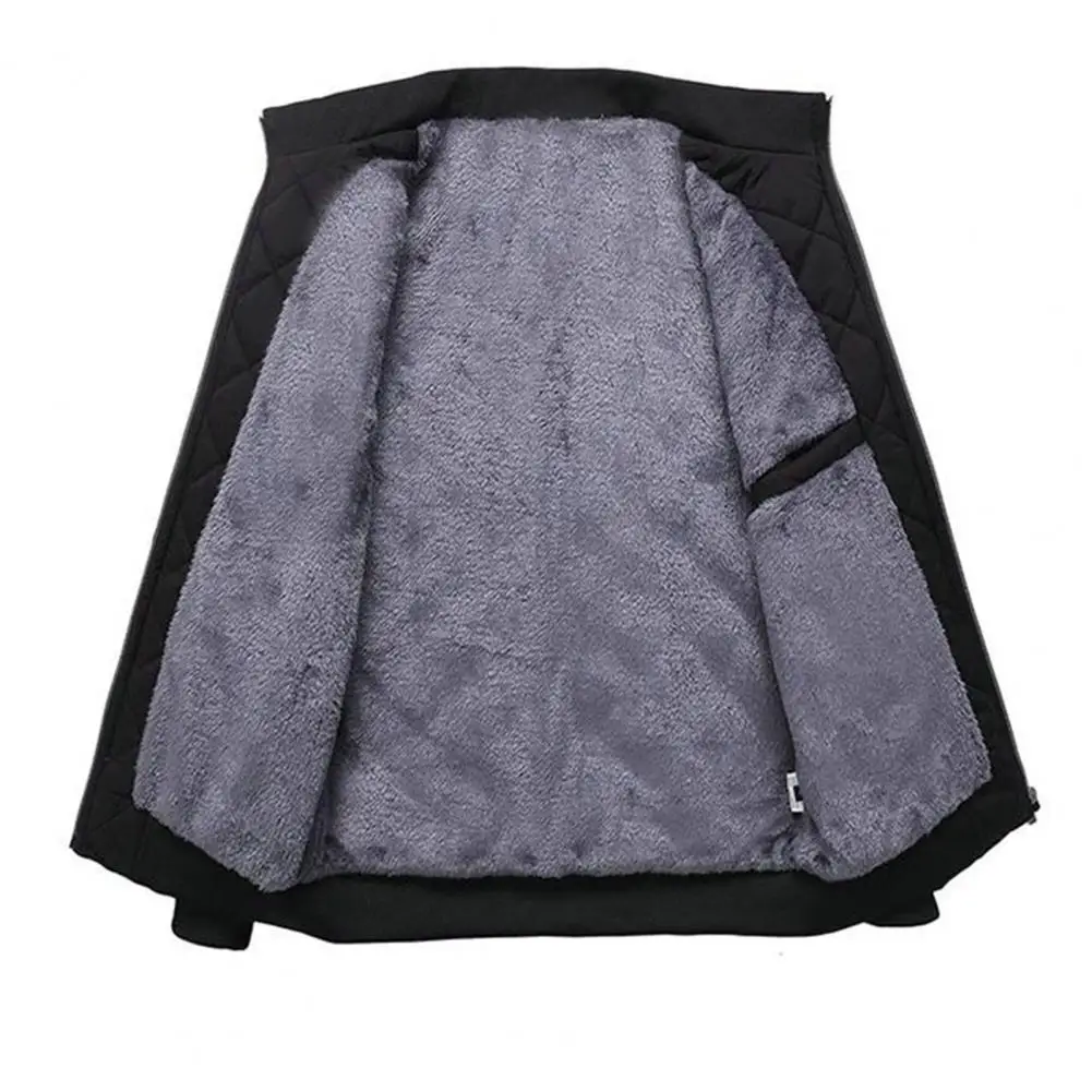 

Plaid Texture Men Coat Winter Jacket for Men Stylish Plaid Texture Warm Fleece Lining Pockets Ideal Outwear Full Zipper Closure