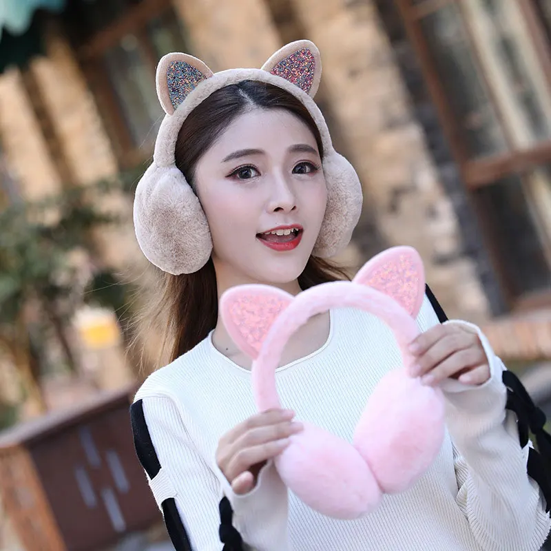 Winter Warm Cat Ear Warmers Glitter Ears Earmuffs for Women Men Solid Color Earflap Outdoor Cold Protection Ear-Muffs Ear Cover
Winter Warm Cat Ear Warmers Glitter Ears Earmuffs for Women Men Solid Color Earflap Outdoor Cold Protection Ear-Muffs Ear Cover