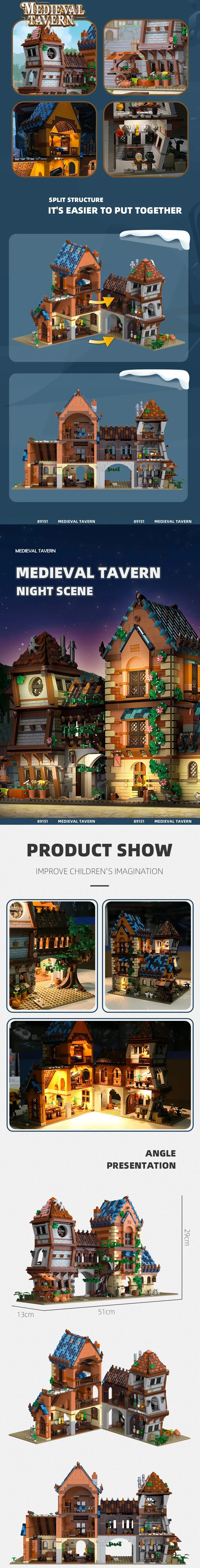 2843PCS Medieval Tavern Building Block Creative City Street View MOC Model Bricks Creative Desktop Ornaments Toys Gifts For Kids 2843PCS Medieval Tavern Building Block Creative City Street View MOC Model Bricks Creative Desktop Ornaments Toys Gifts For Kids