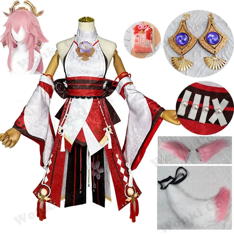 Yae Miko guuji Yae impact cosplay costume with headwear cosplay wig tail ears Halloween party cosplay costume
Yae Miko guuji Yae impact cosplay costume with headwear cosplay wig tail ears Halloween party cosplay costume