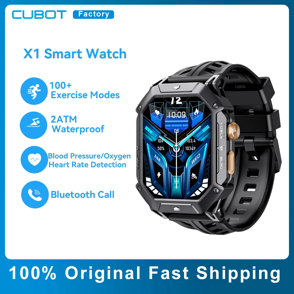 

CUBOT X1 Smart Watch 2.13" AMOLED Screen 850mAh Battery Blood Pressure Oxygen Heart Rate Detection Bluetooth Call Smartwatch Men