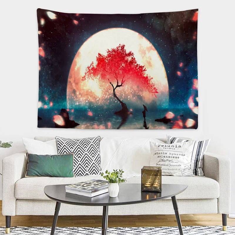 

Wall Hanging Tapestry Aesthetic Cherry Blossoms Tapestries Bedroom Decoration Home Decor Anime Headboards Room Kawaii Decorative