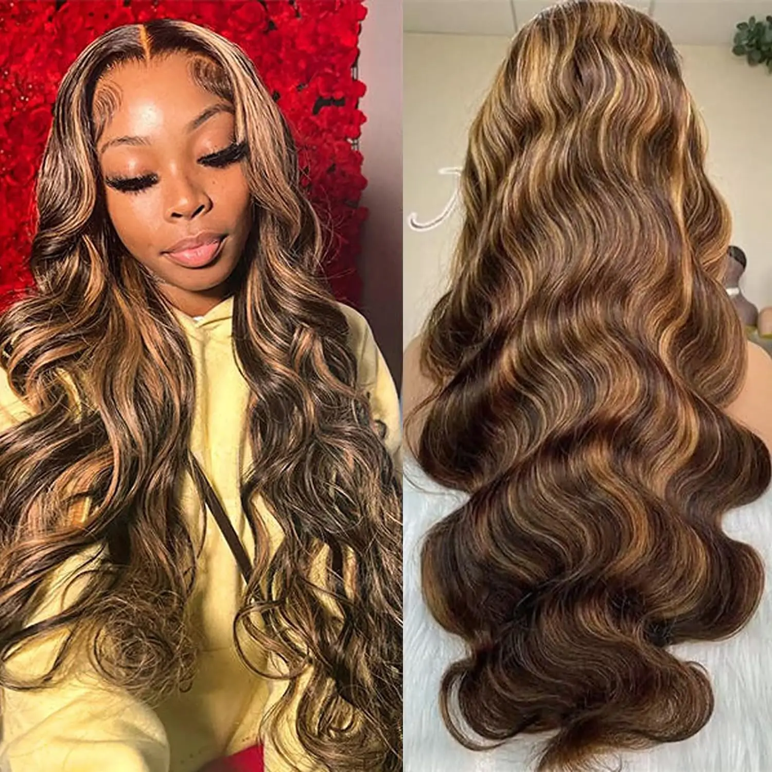 

4/27 Highlight Ombre Body Wave 13x6 Lace Front Wigs Human Hair Blonde 13x4 Hd Lace Frontal Wig 180% Density Glueless Colored Wig