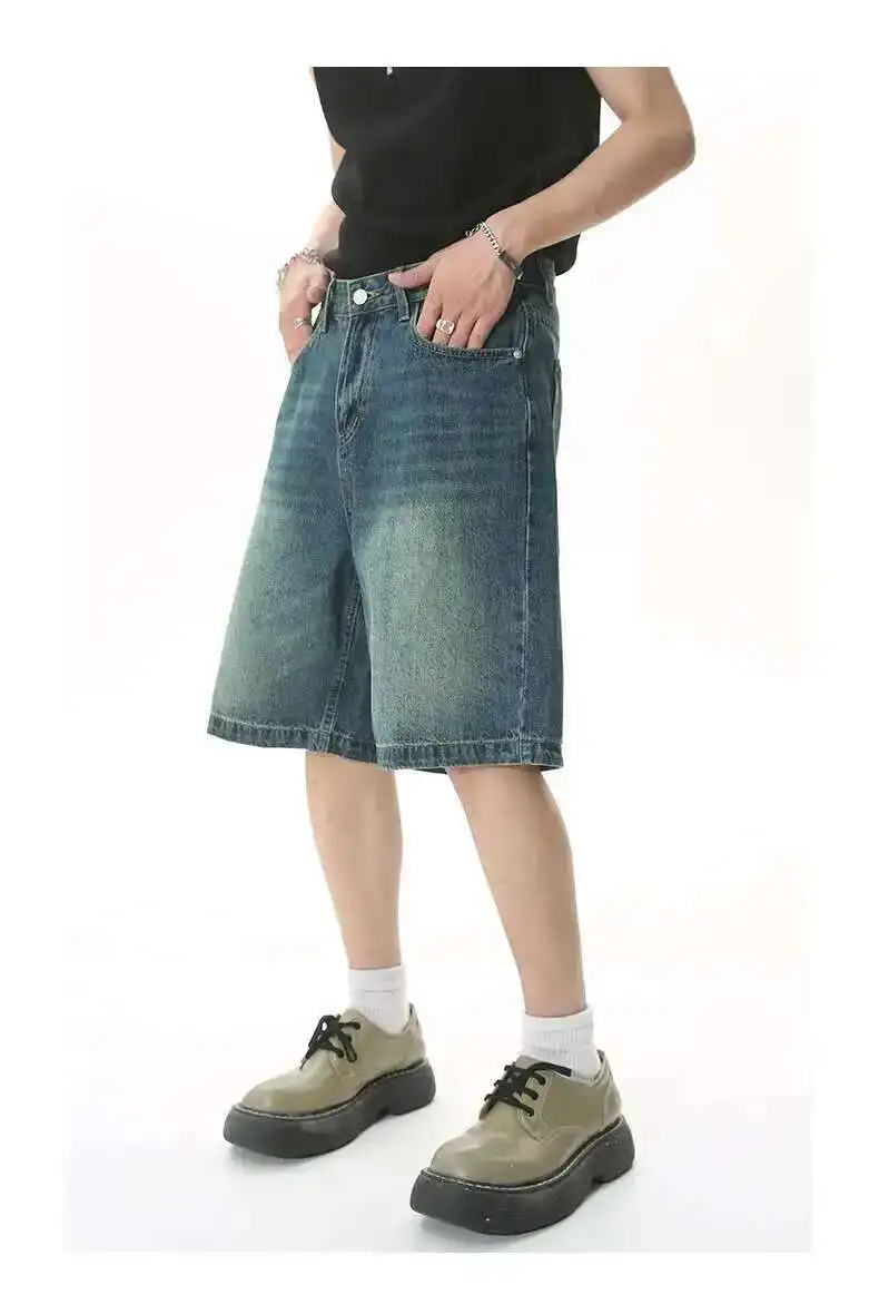 IEFB Summer Men's Casual Jeans Shorts Loose Mid High Waist Fashion Knee Lenght Denim Short Pants Vintage Male New Korean 9A8588 64 S31cada0e94b84bb0854f2b37748135c2u