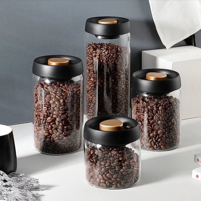 

Вакуумная герметичная емкость для кофе в зернах, стеклянная Бытовая влагостойкая емкость для хранения чая, горячая распродажа